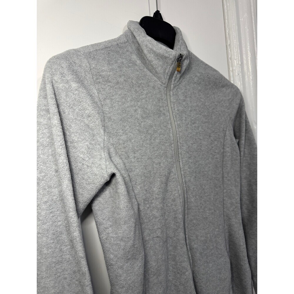Gray Fleece Full Zip Jacket Thumb Holes Active Women's Small Tall - Picture 3 of 5